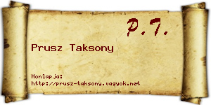 Prusz Taksony névjegykártya